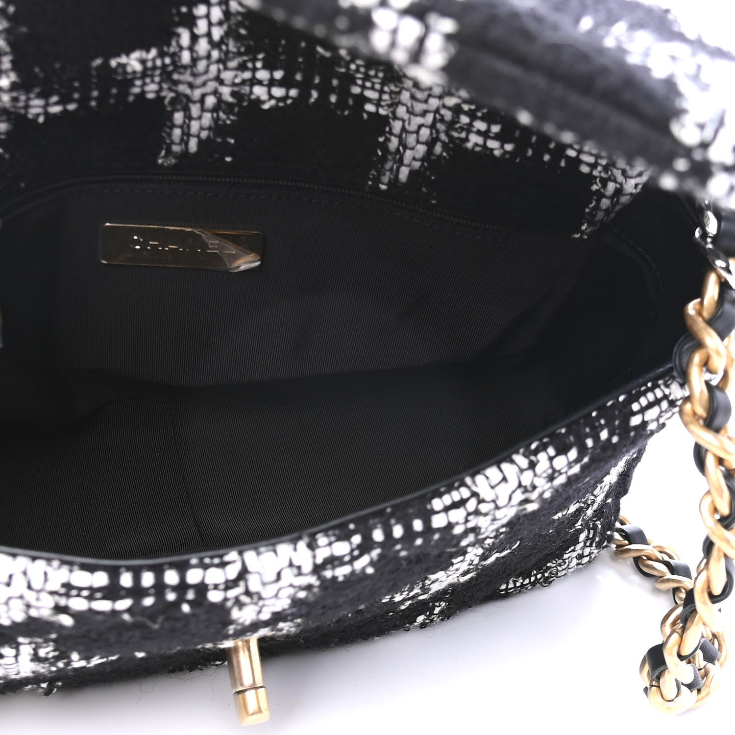 Chanel Tweed Quilted Medium Chanel 19 Flap Black White 4 of 4