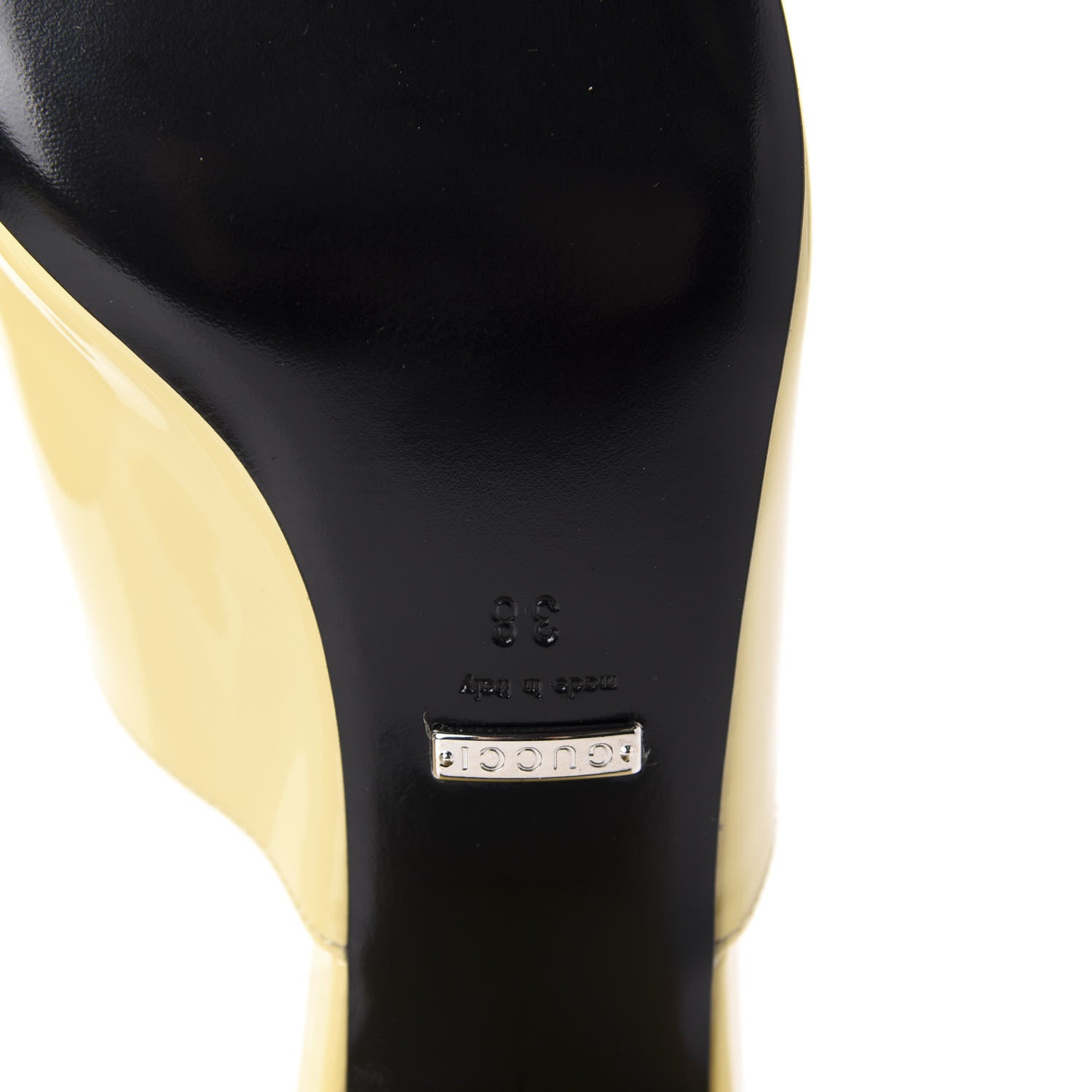 Gucci Patent Lexi Horsebit Mid-Heel Slide Sandals 38 Burro 9 of 10