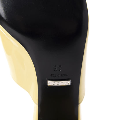 Gucci Patent Lexi Horsebit Mid-Heel Slide Sandals 38 Burro 9 of 10
