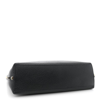 Valentino Garavani Grained Calfskin Small Rockstud Flip Lock Tote Black Rose Quartz 5 of 16