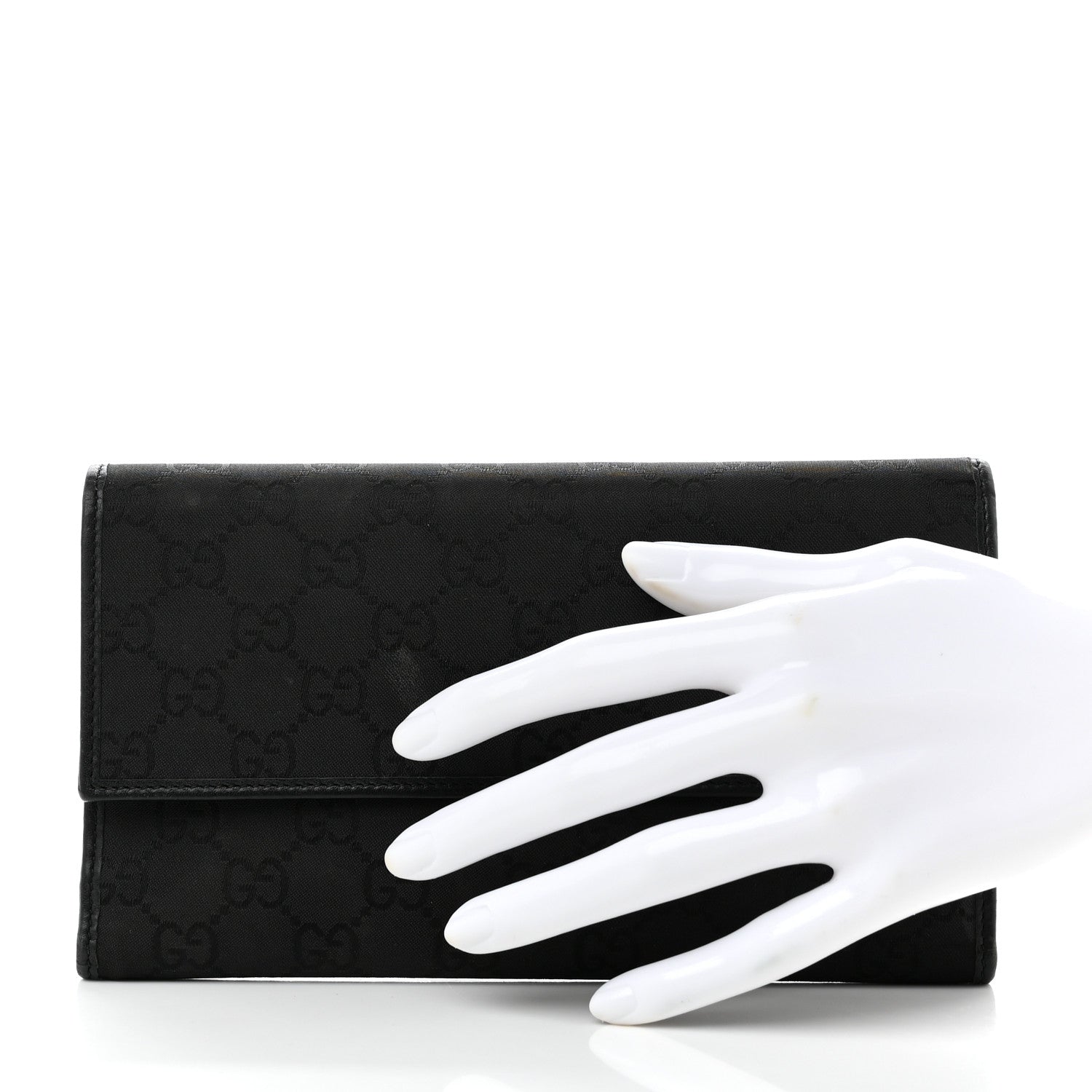 Gucci Monogram Nylon Continental Wallet Black 2 of 7