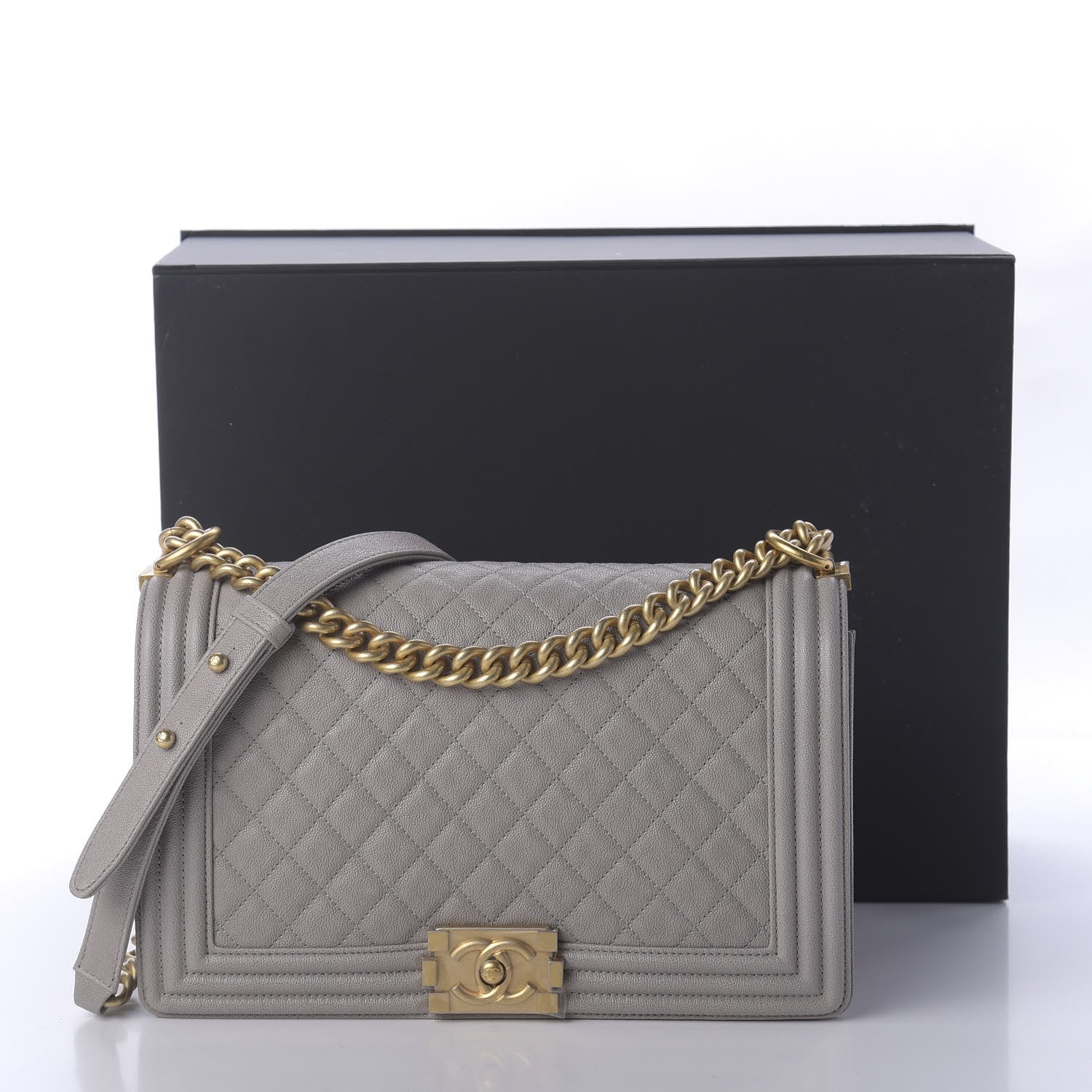 Chanel Caviar Quilted New Medium Boy Flap Grey 11 of 11