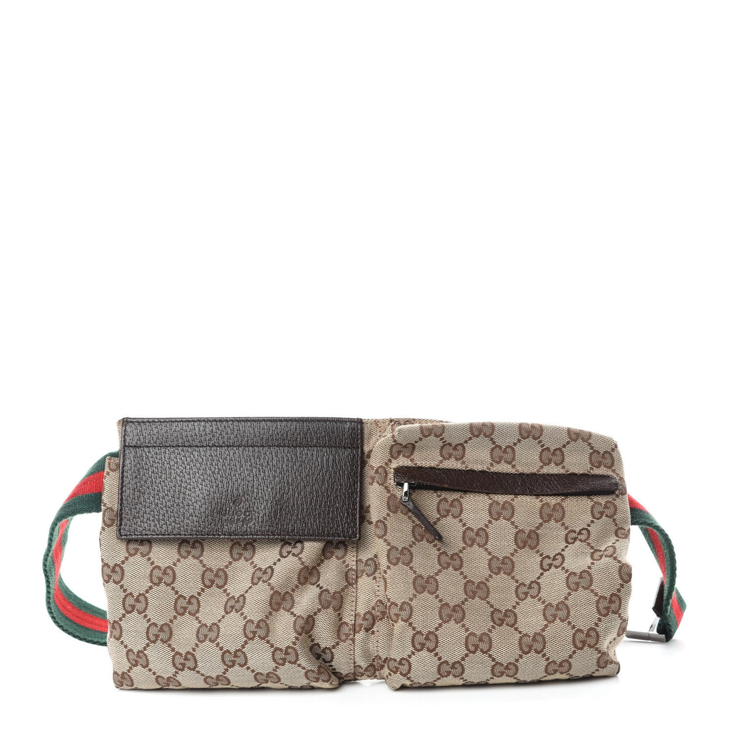 GG Monogram Double Pocket Belt Bag Dark Brown