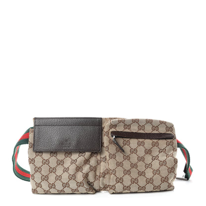 Gucci GG Monogram Double Pocket Belt Bag Dark Brown 1 of 12
