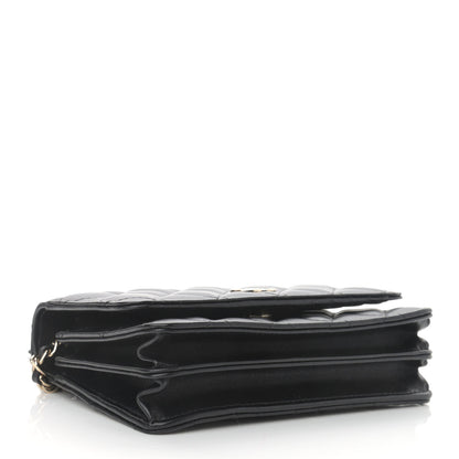Chanel Lambskin Quilted Mini Camellia Bow Wallet On Chain WOC Black 4 of 11