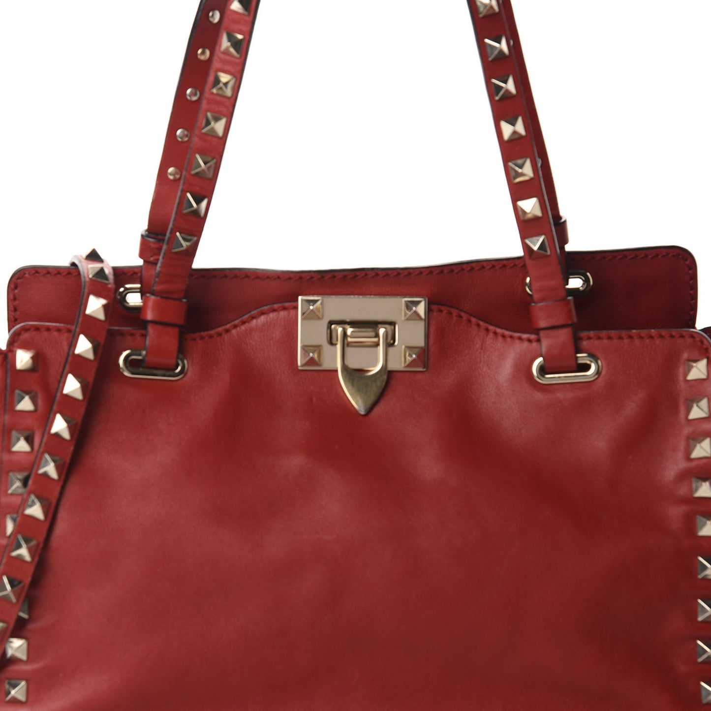 Vitello Small Rockstud Tote Rosso Valentino