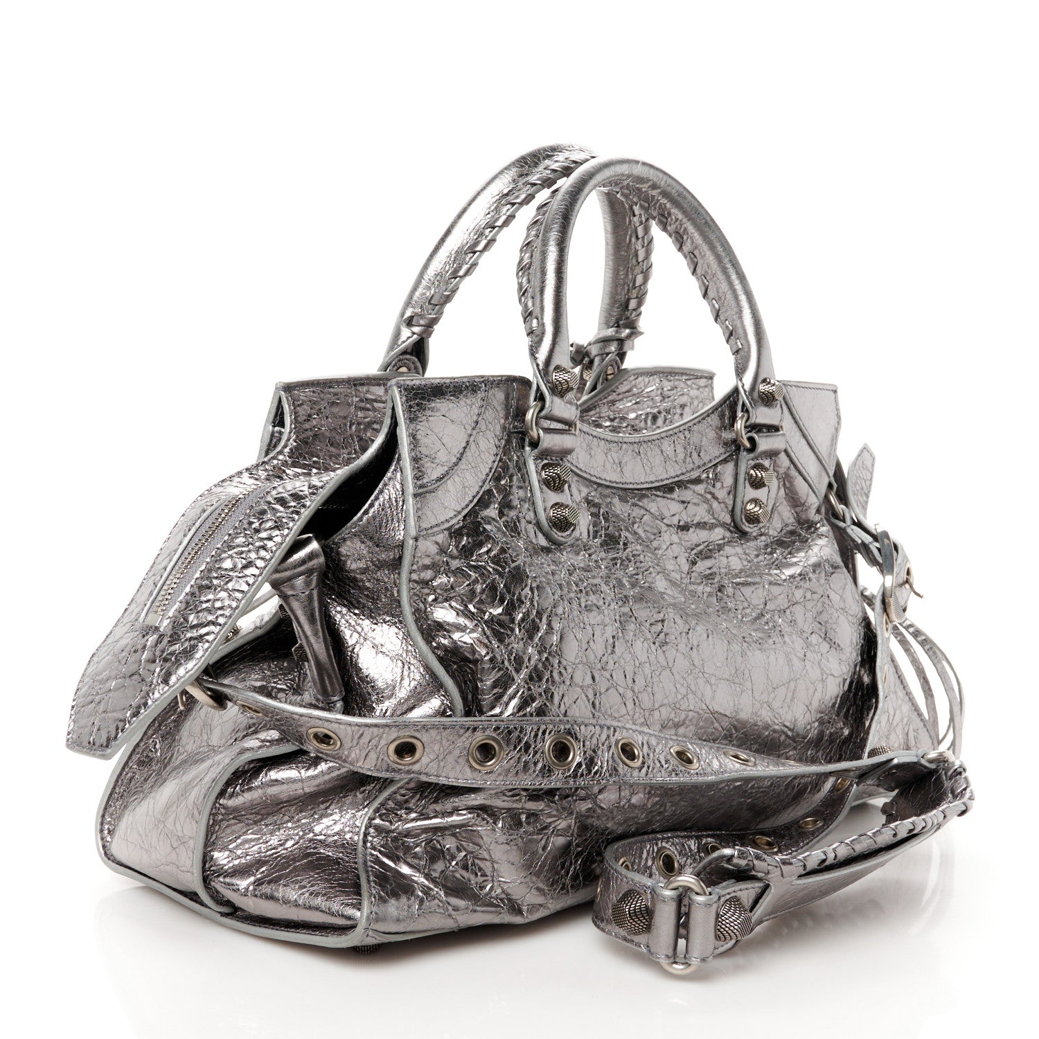 Balenciaga Metallic Agneau Arena Neo Cagole City Silver 3 of 12
