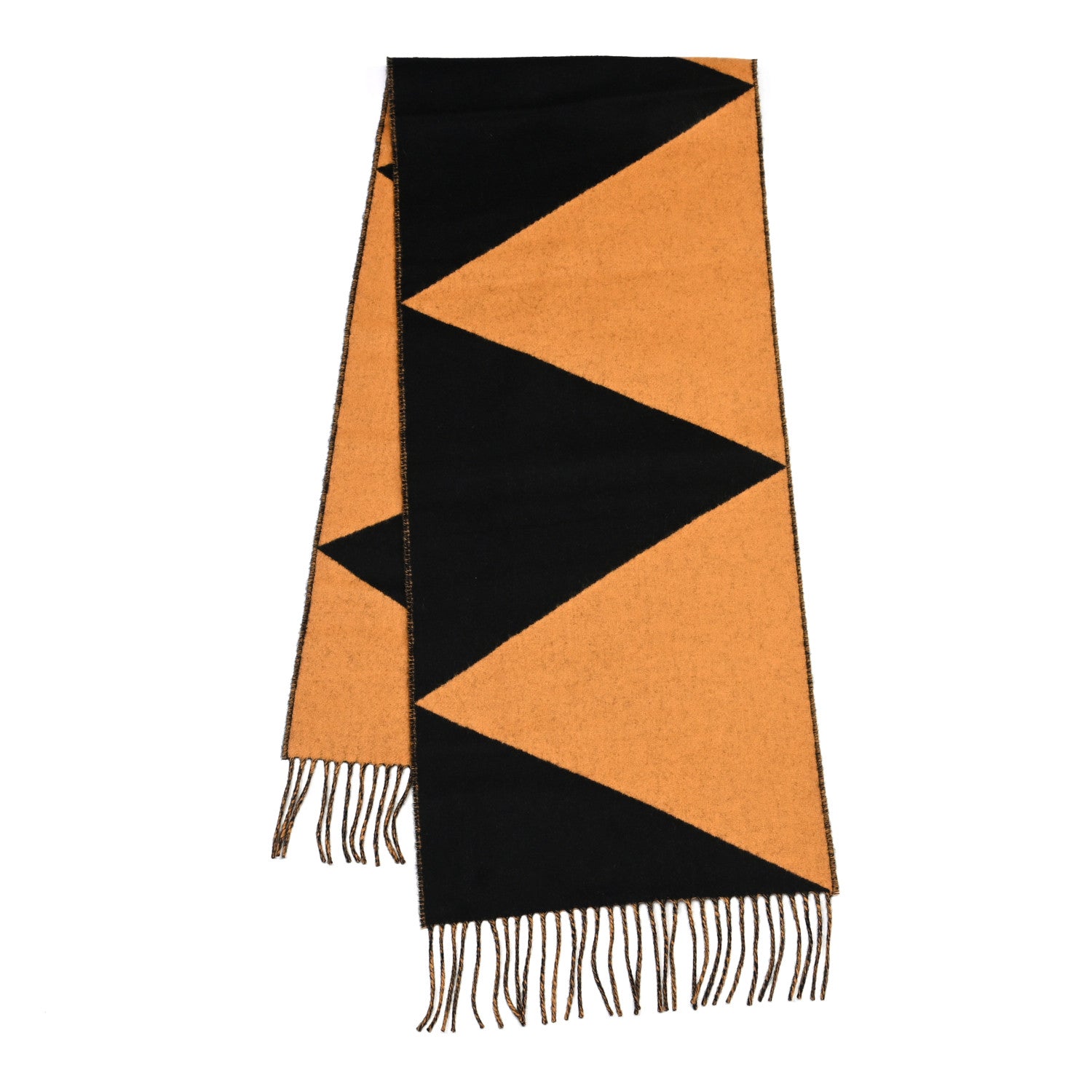 Hermes Cashmere Casaque Zig Zag Muffler Black Ocre Dore 2 of 5