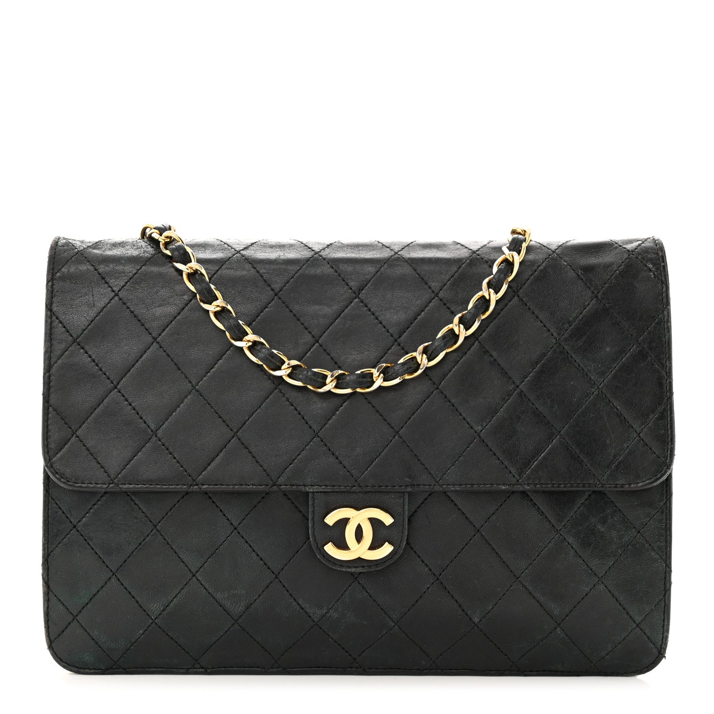 Lambskin Quilted Jumbo Single Flap Black