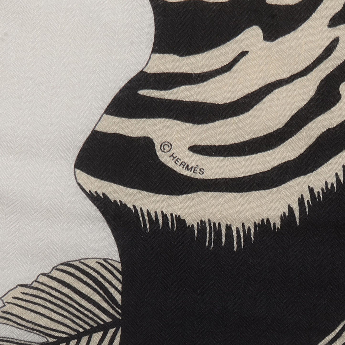 Cashmere Silk Zebra Pegasus Shawl 140 White Black Naturel