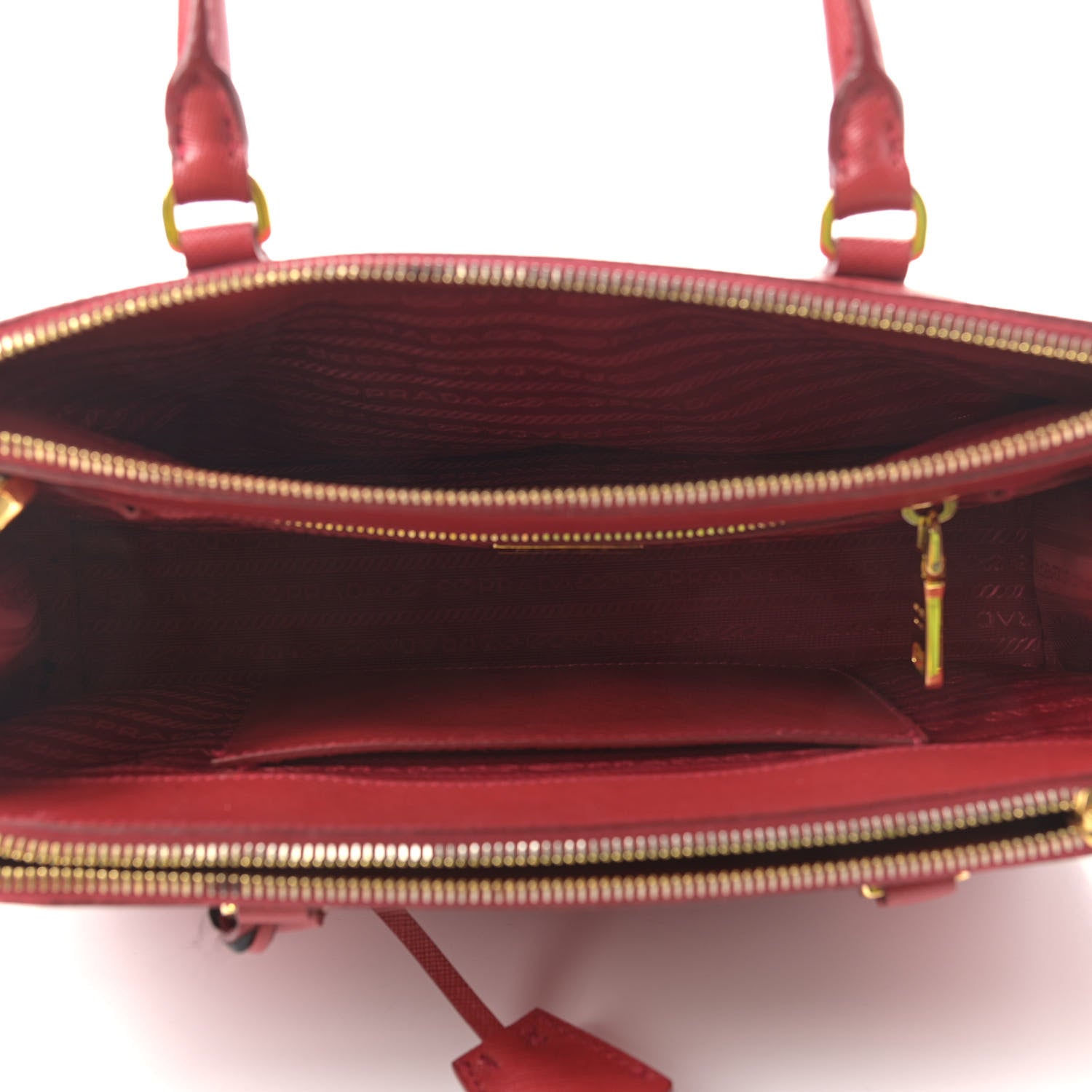 Prada Saffiano Small Galleria Double Zip Tote Fuoco 4 of 11
