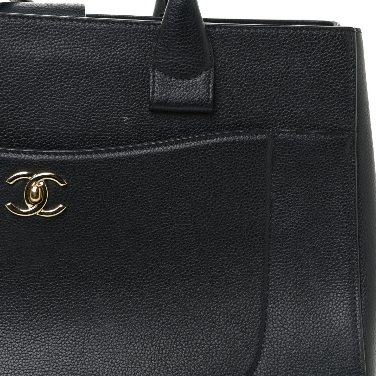 Grained Calfskin Medium Neo Executive Shopper Tote Black