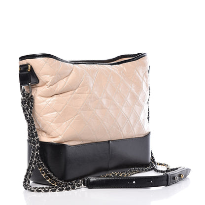 Chanel Aged Calfskin Quilted Large Gabrielle Hobo Beige Black 3 of 19
