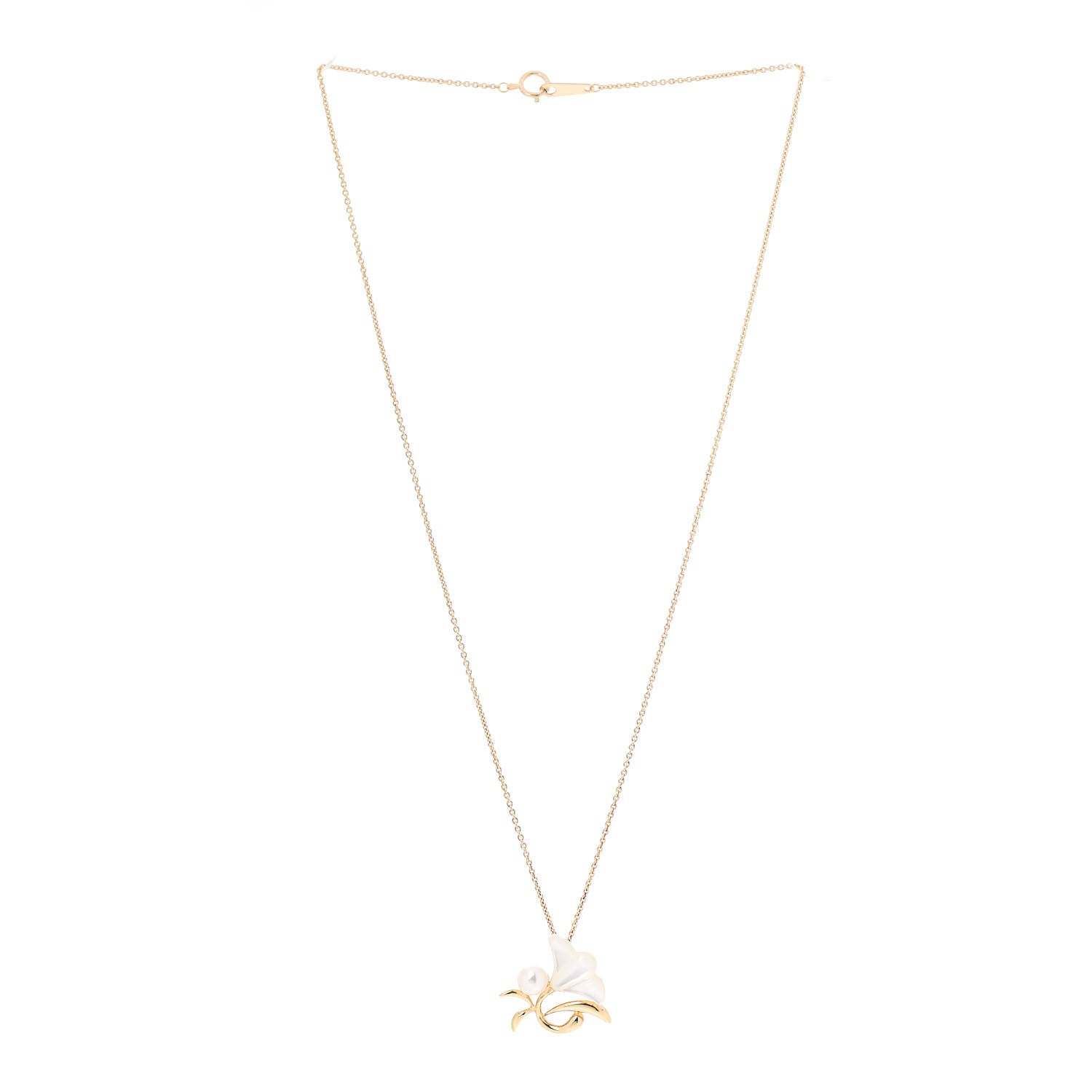 Mikimoto 18K Yellow Gold Akoya Pearl Mother of Pearl 5.5mm Pedant Necklace 3 of 4