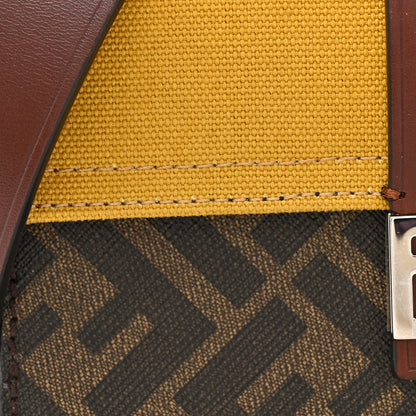 Fendi Glazed Fabric Cotton Vitello King Aura FF 1974 Baguette Belt Pouch Tobacco Moro Mimosa Gianda 8 of 10