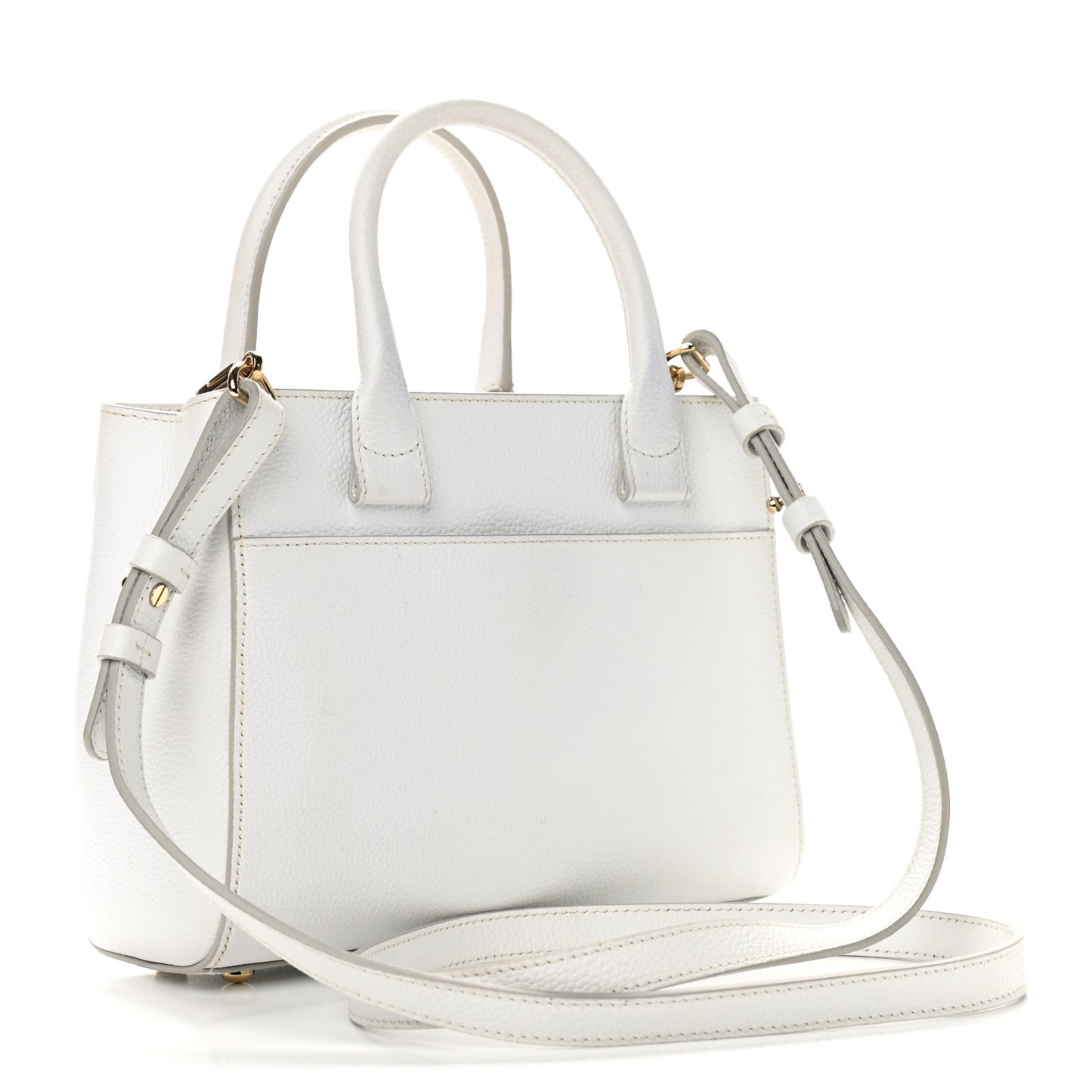 Grained Calfskin Mini Neo Executive Shopper Tote White