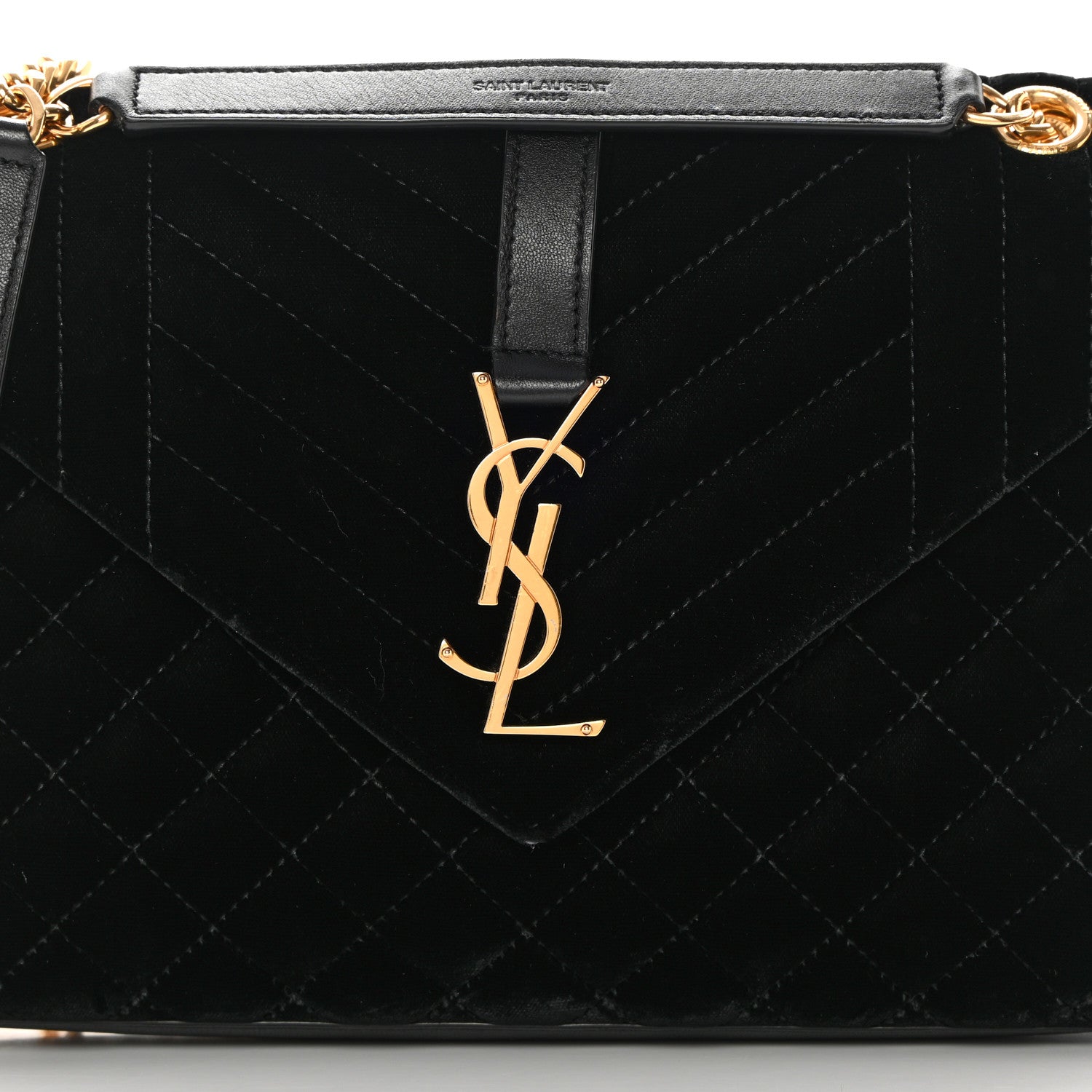 Saint Laurent Velvet Tri-Quilt Monogram Medium College Bag Black 7 of 14