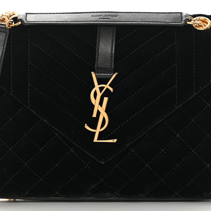 Saint Laurent Velvet Tri-Quilt Monogram Medium College Bag Black 7 of 14