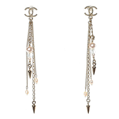 Chanel Pearl Beaded CC Drop Earrings Gold 1 of 4