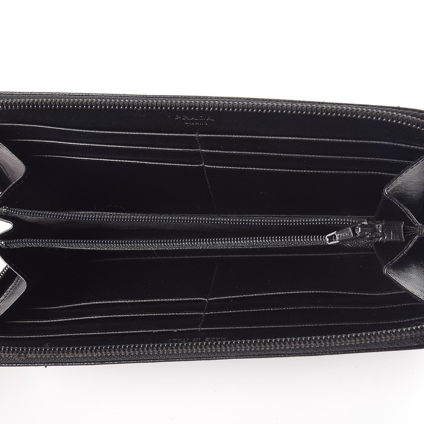 Saffiano Triangle Zip Around Wallet Black
