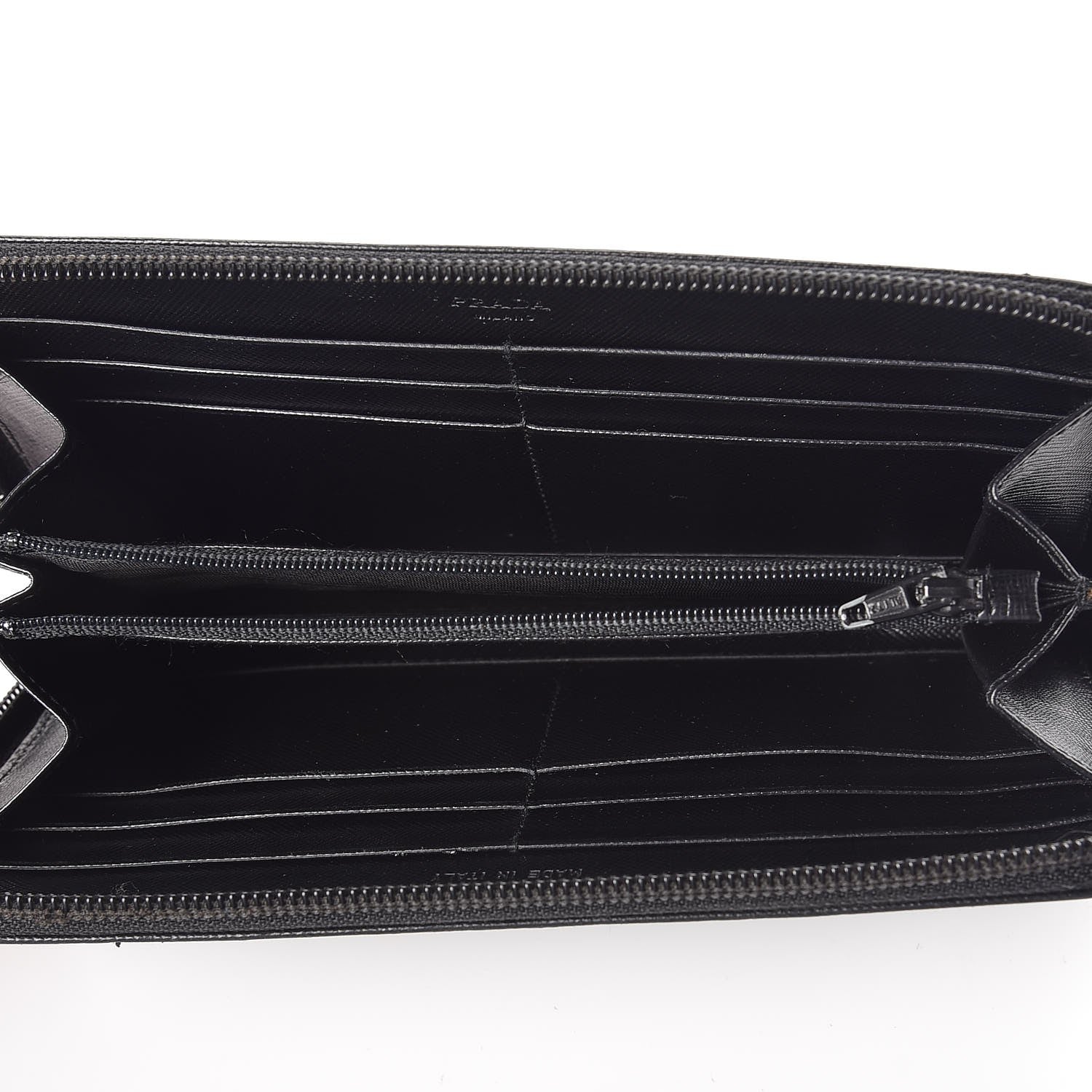 Prada Saffiano Triangle Zip Around Wallet Black 6 of 9