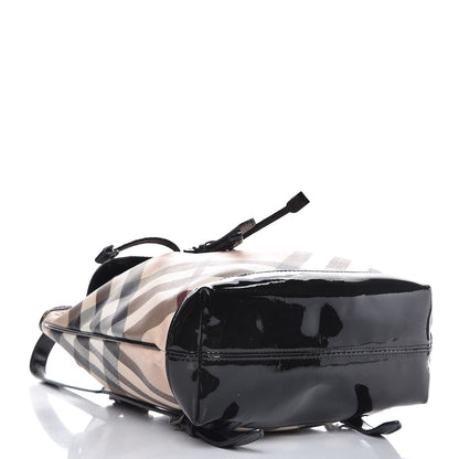 Burberry Patent Nova Check Backpack Black 4 of 11