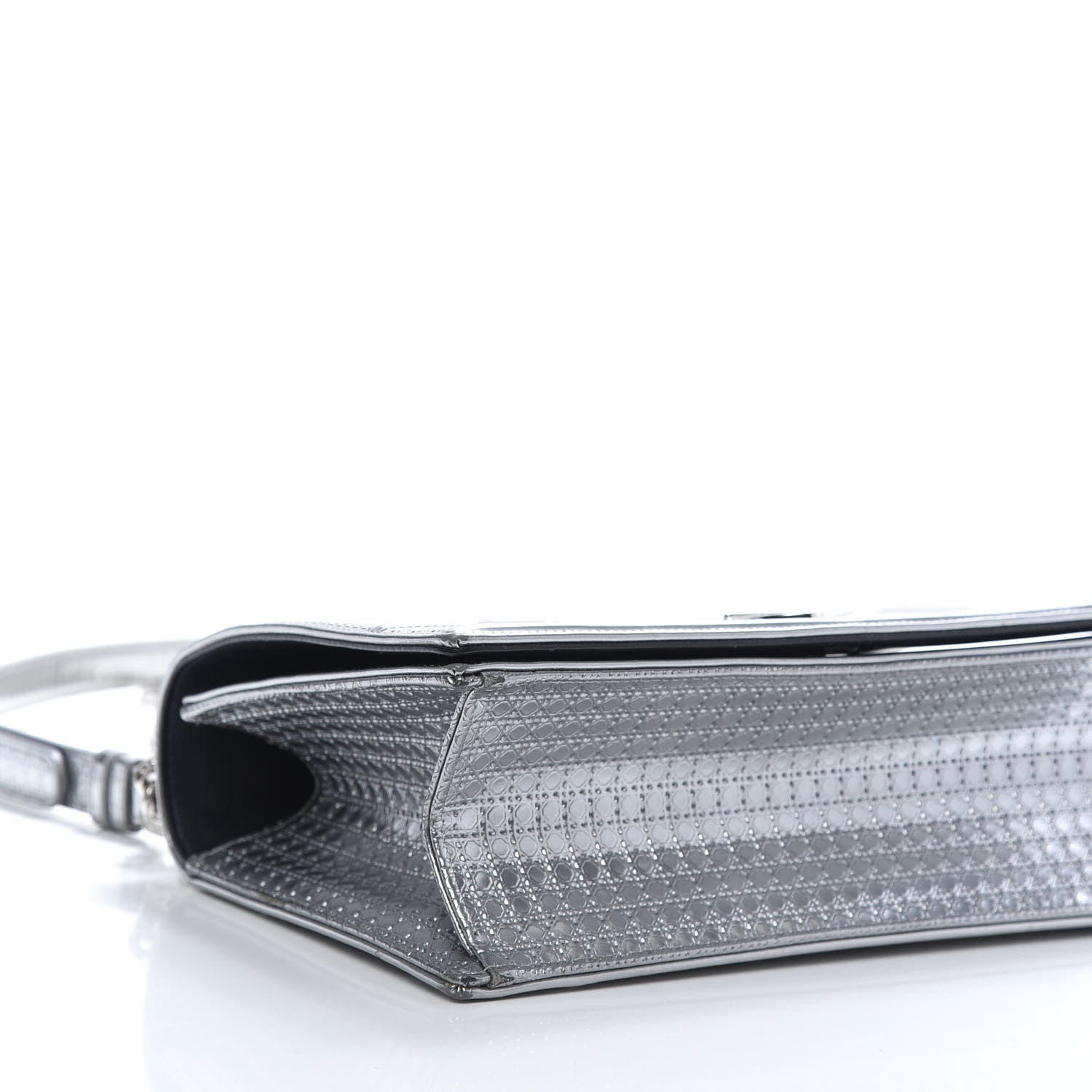 Christian Dior Metallic Patent Micro-Cannage Medium Diorama Flap Bag Silver 5 of 14