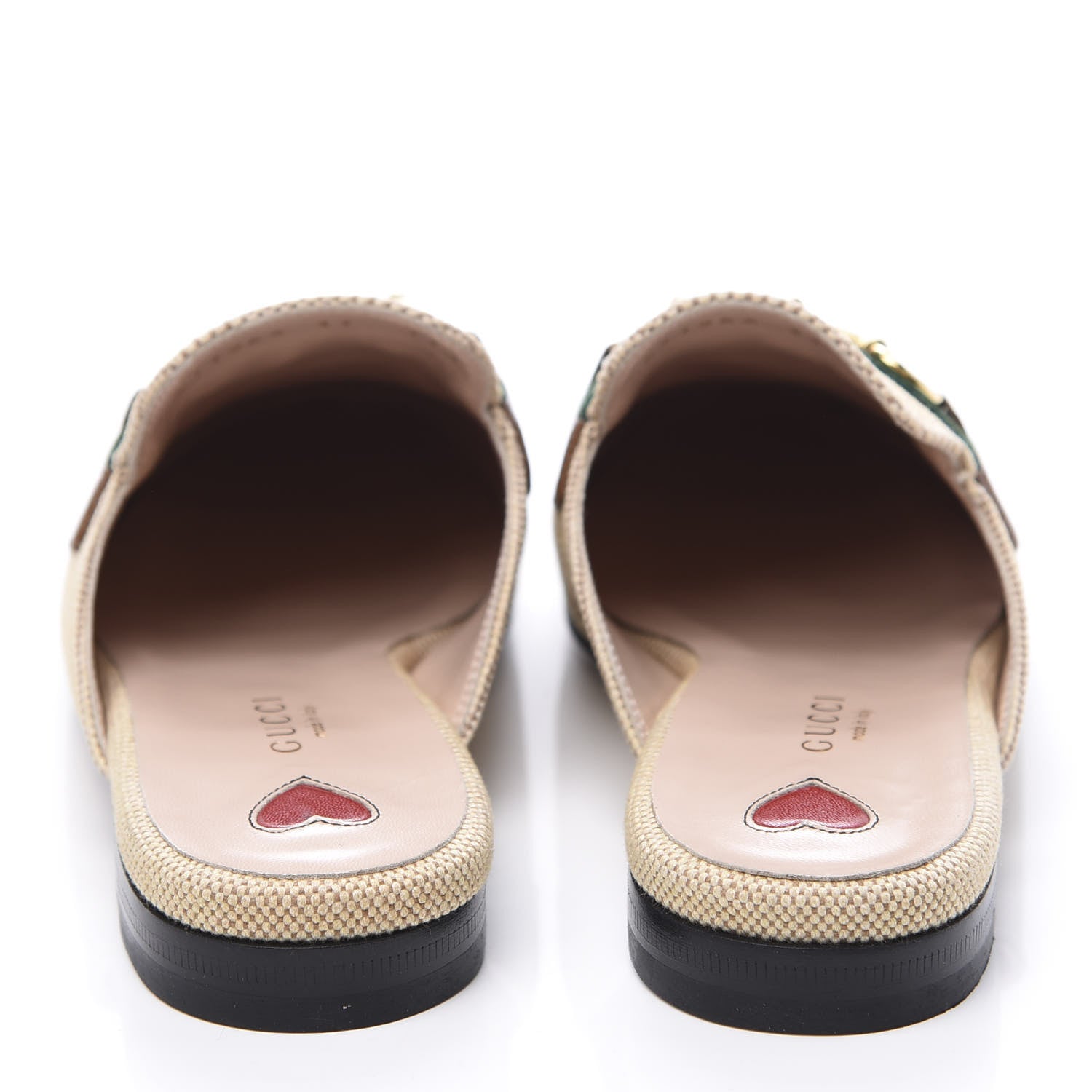 Gucci Canvas Vintage Charlotte Web Princetown Slippers 37 Sand Cuir 7 of 11
