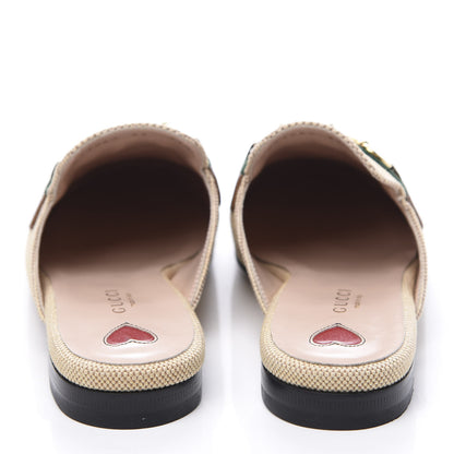 Gucci Canvas Vintage Charlotte Web Princetown Slippers 37 Sand Cuir 7 of 11