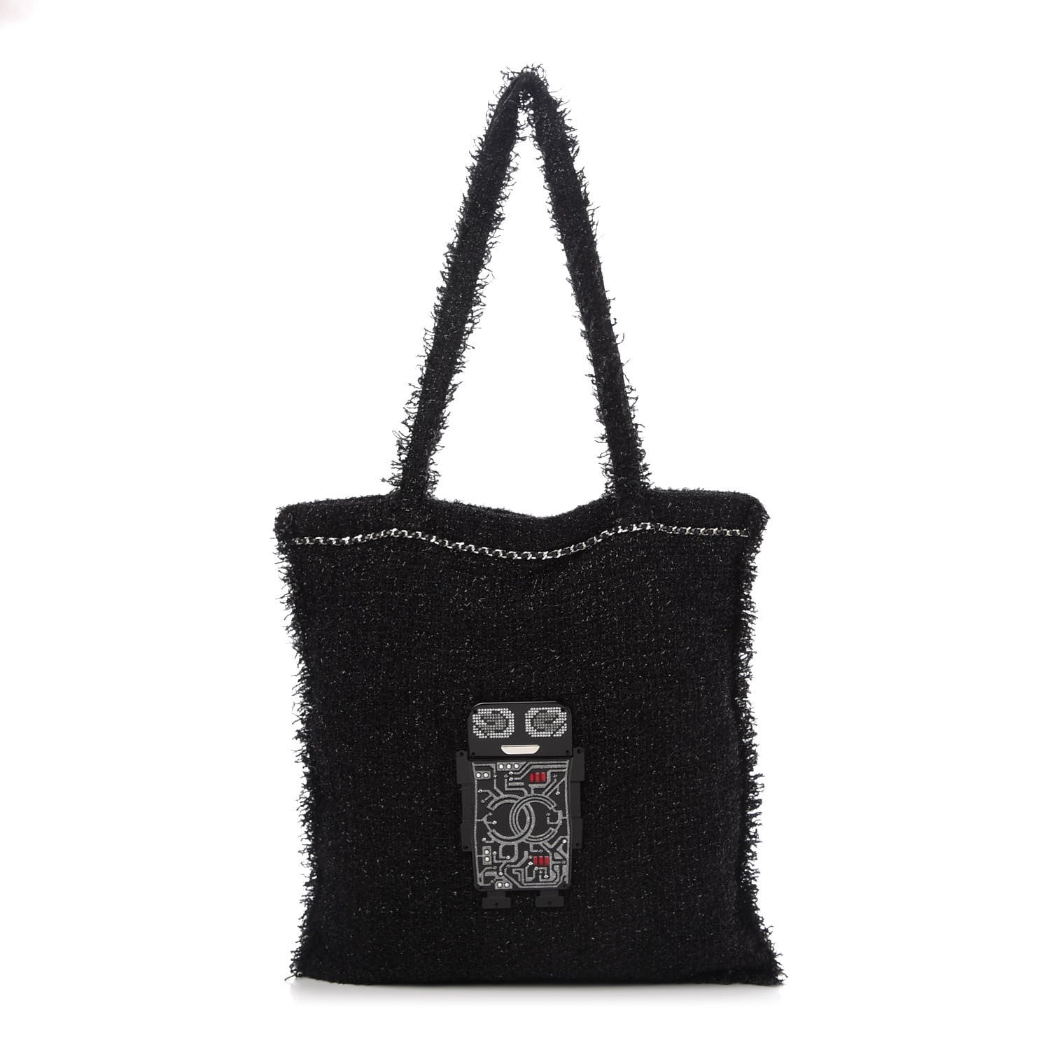 Chanel Tweed Resin Strass Large Robot Shopping Bag Black 1 of 9