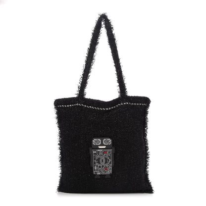 Chanel Tweed Resin Strass Large Robot Shopping Bag Black 1 of 9