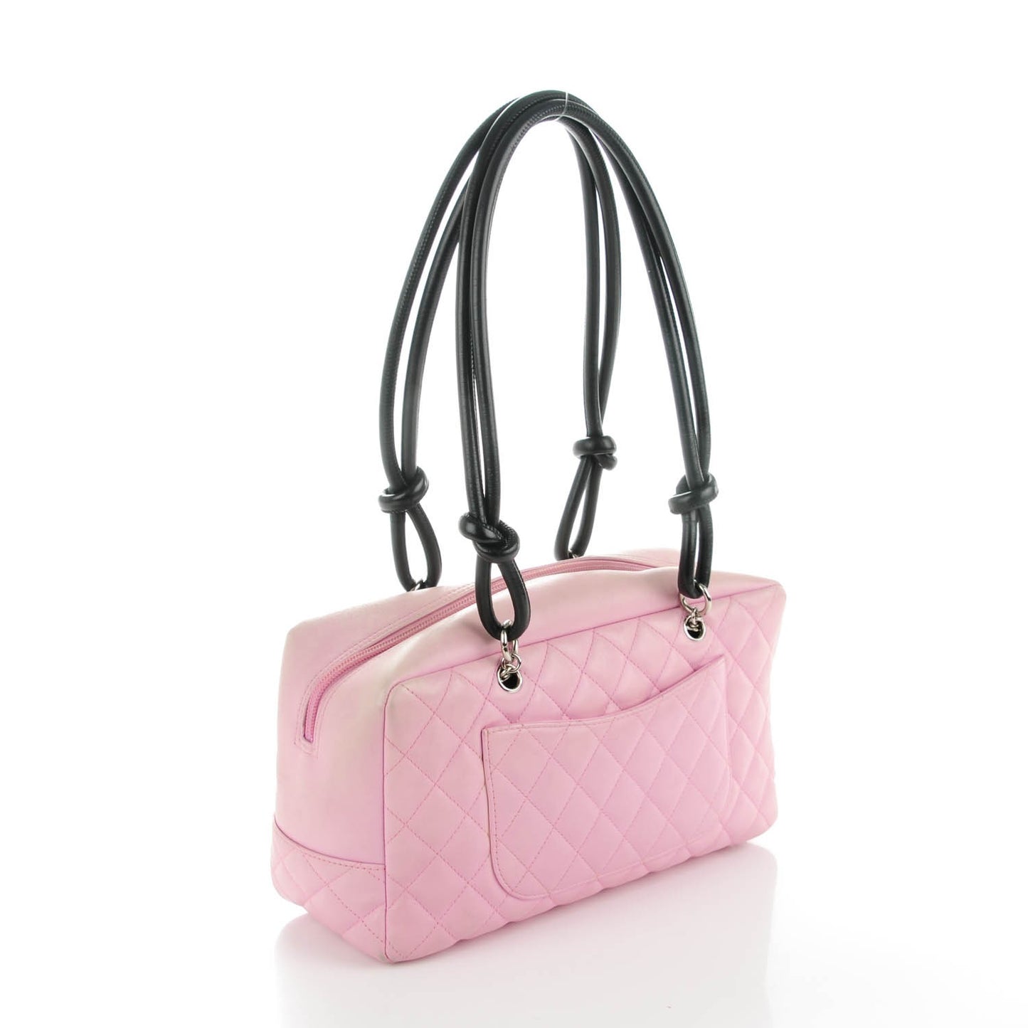Calfskin Quilted Large Cambon Bowler Pink Black