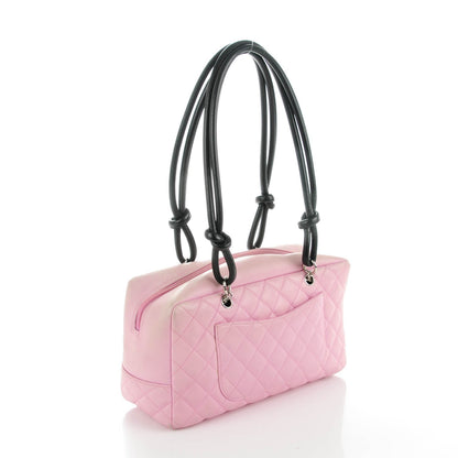 Chanel Calfskin Quilted Large Cambon Bowler Pink Black 3 of 10
