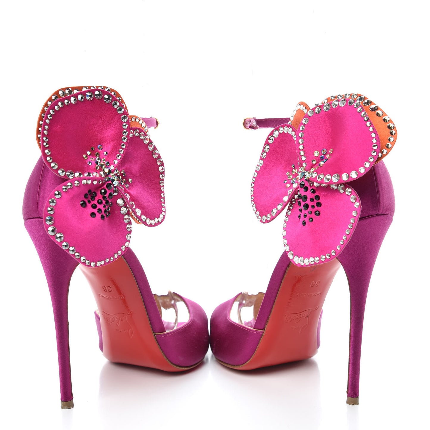 Satin Crystal Pensamoi 120 Pumps 36 Eveque Papaye