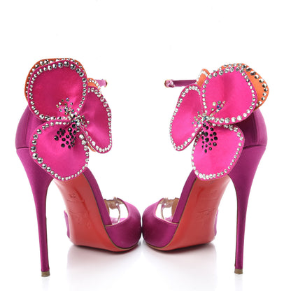 Christian Louboutin Satin Crystal Pensamoi 120 Pumps 36 Eveque Papaye 6 of 16