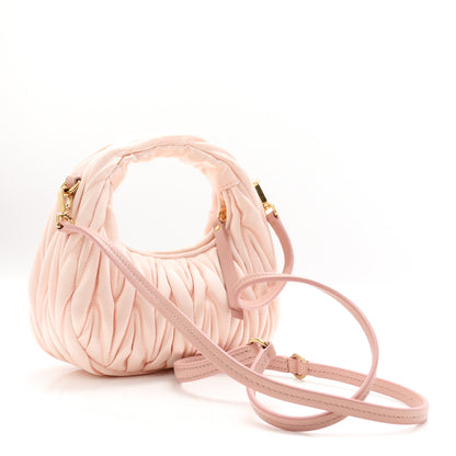 Miu Miu Satin Matelasse Mini Wander Hobo Alabaster Pink 3 of 10