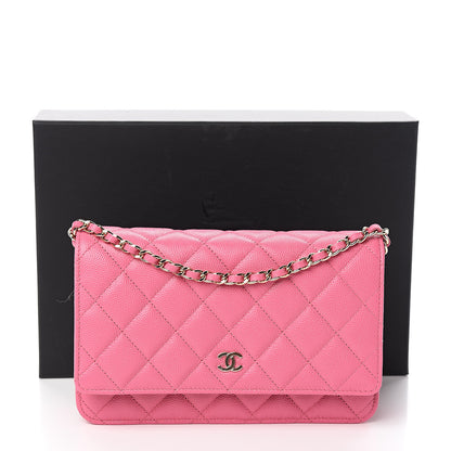 Chanel Caviar Quilted Wallet on Chain WOC Pink 11 of 11