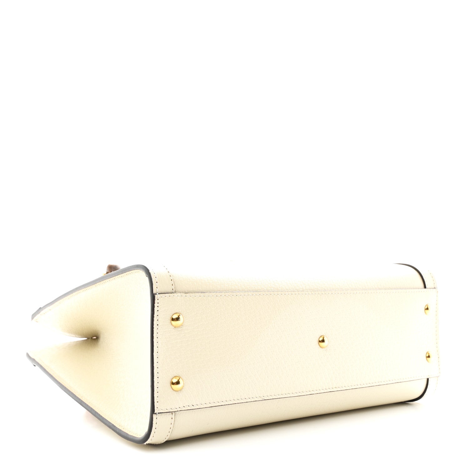 Gucci Textured Dollar Calfskin Web Small Diana Tote Bag Mystic White 6 of 19