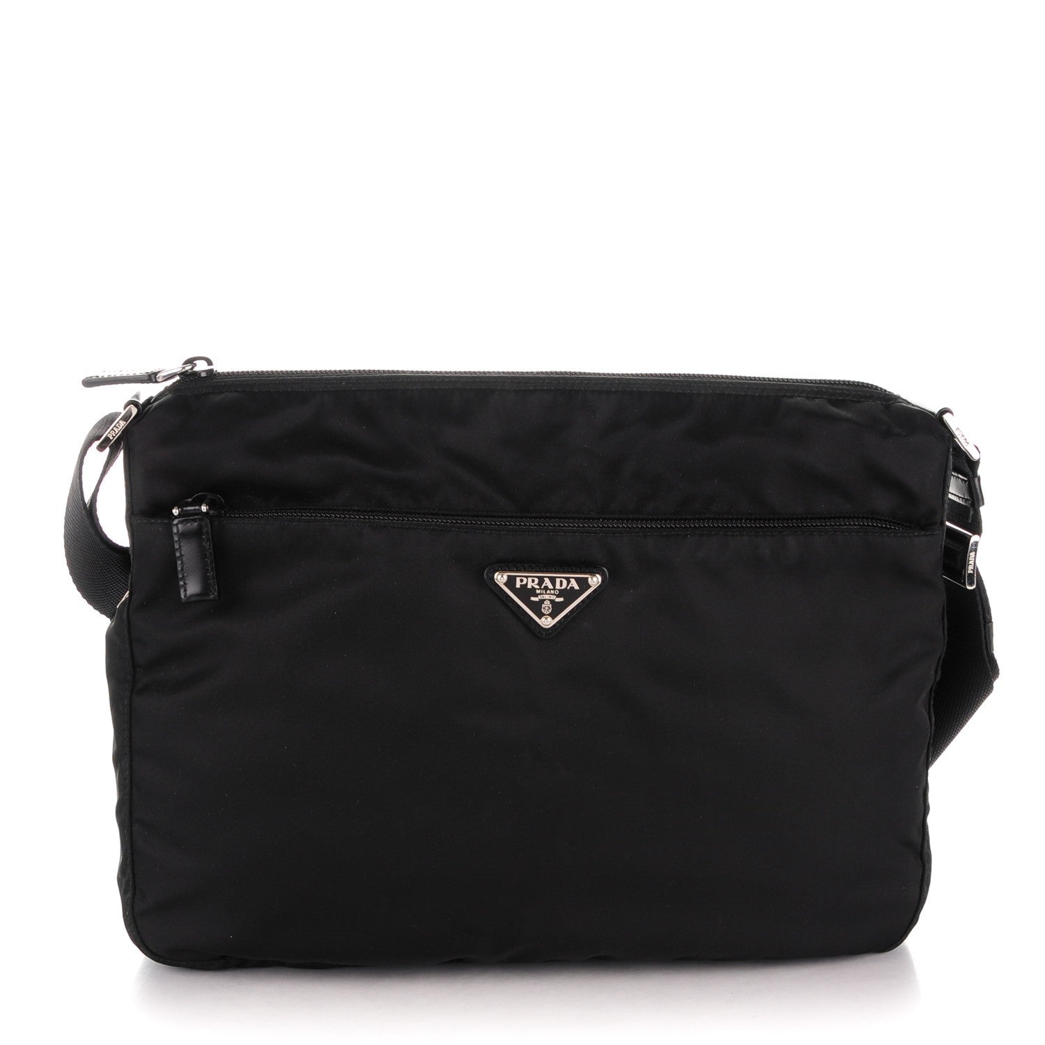 Prada Nylon Vela Flat Messenger Bag Black 1 of 7