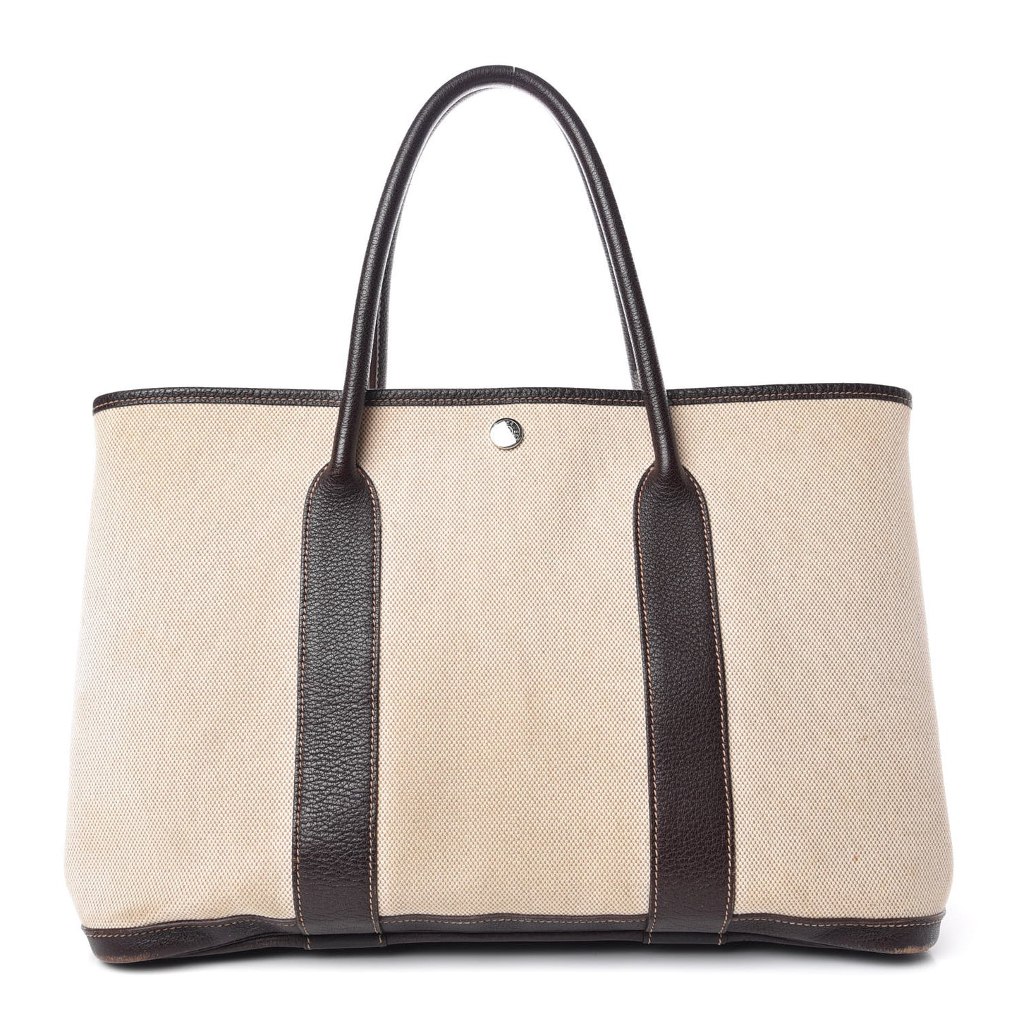 Toile Buffle Gala Garden Party Tote 36 MM Marron Fonce