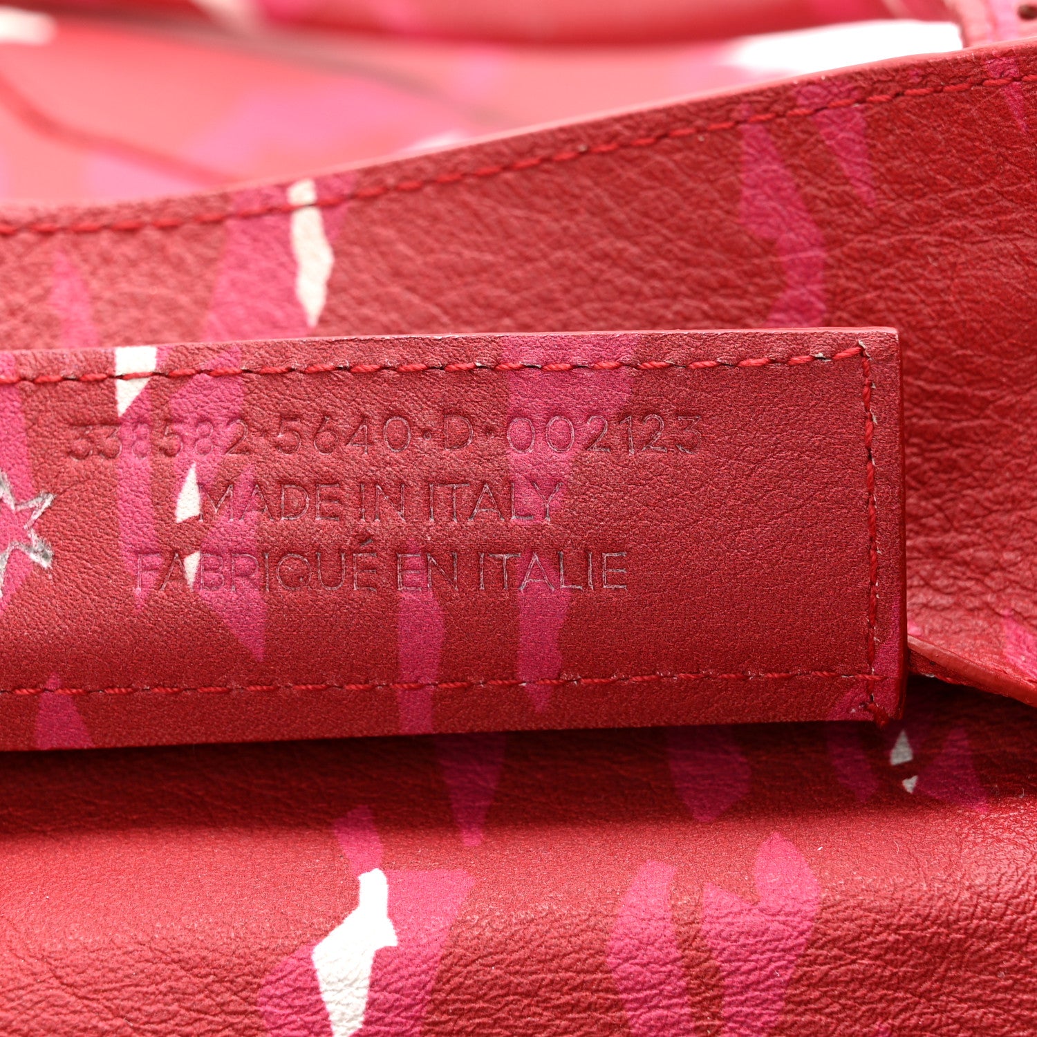 Balenciaga Supple Calfskin Printed Papier A5 Zip Around Tote Red Pink White 8 of 13