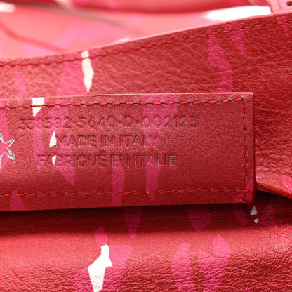 Balenciaga Supple Calfskin Printed Papier A5 Zip Around Tote Red Pink White 8 of 13