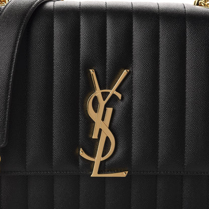 Saint Laurent Grain De Poudre Matelasse Monogram Large Vicky Chain Bag Black 11 of 11