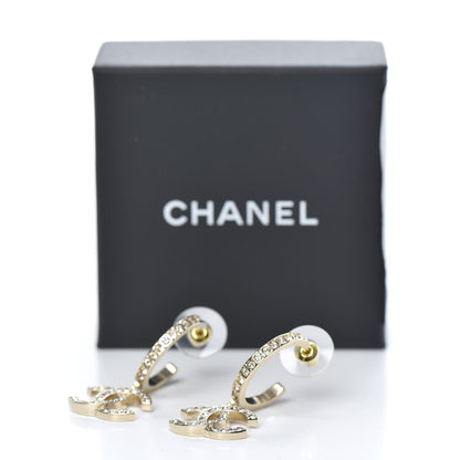 Chanel Crystal CC Hoop Drop Earrings Gold 5 of 5