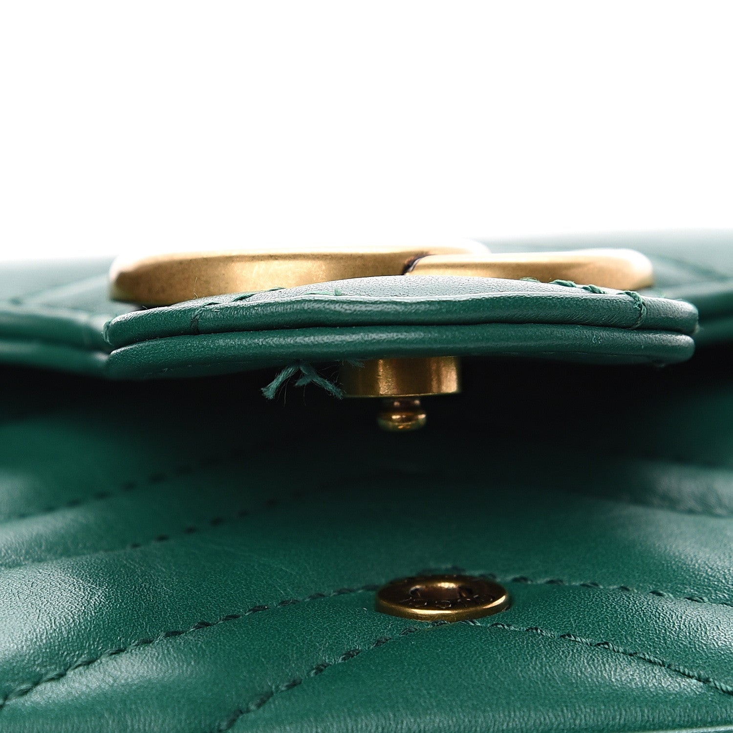 Gucci Calfskin Matelasse Super Mini GG Marmont Shoulder Bag Emerald Green 10 of 11