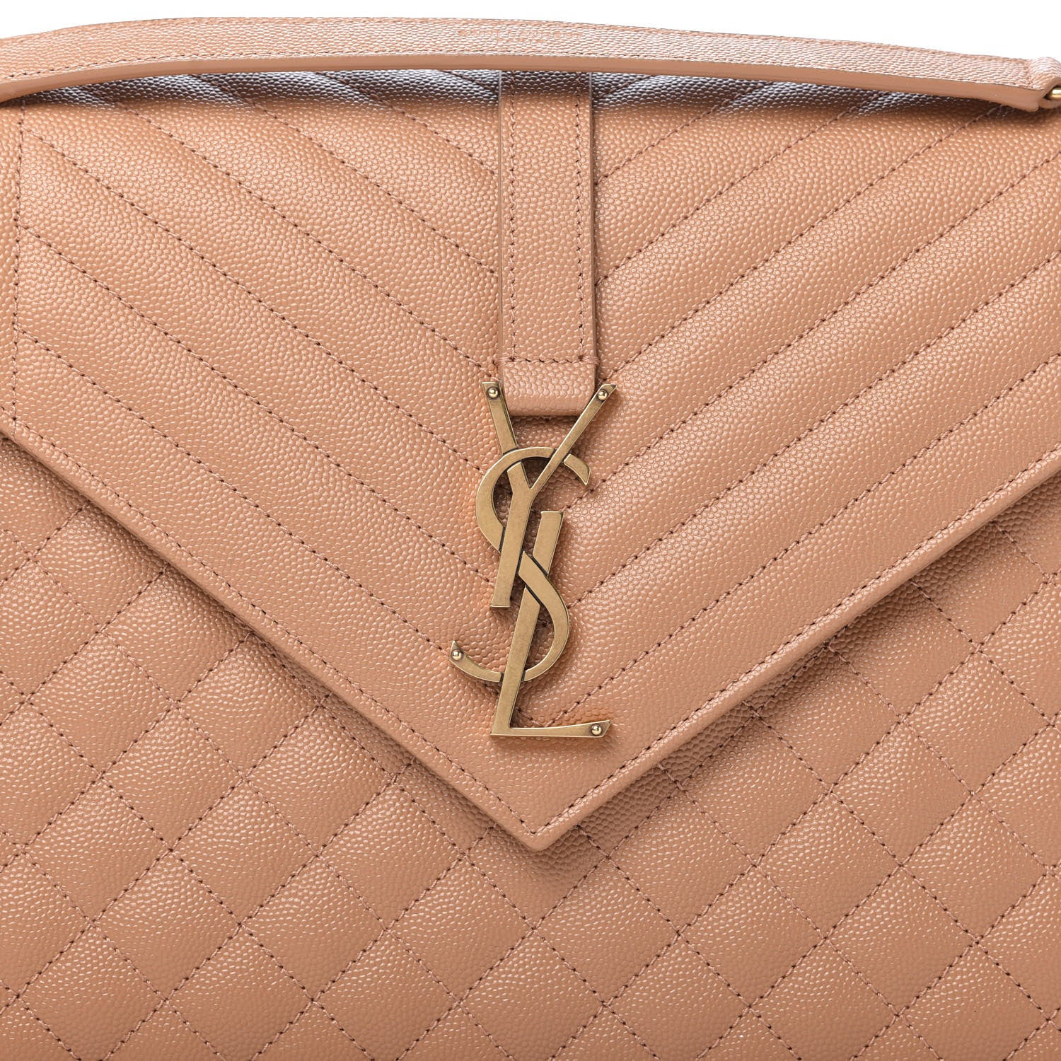 Saint Laurent Grain De Poudre Textured Mixed Matelasse Triquilt Large Monogram Satchel Dune 10 of 10