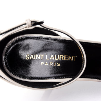 Saint Laurent Patent Calfskin Amber 85 Ankle Strap Sandals 39.5 Neutro 9 of 11
