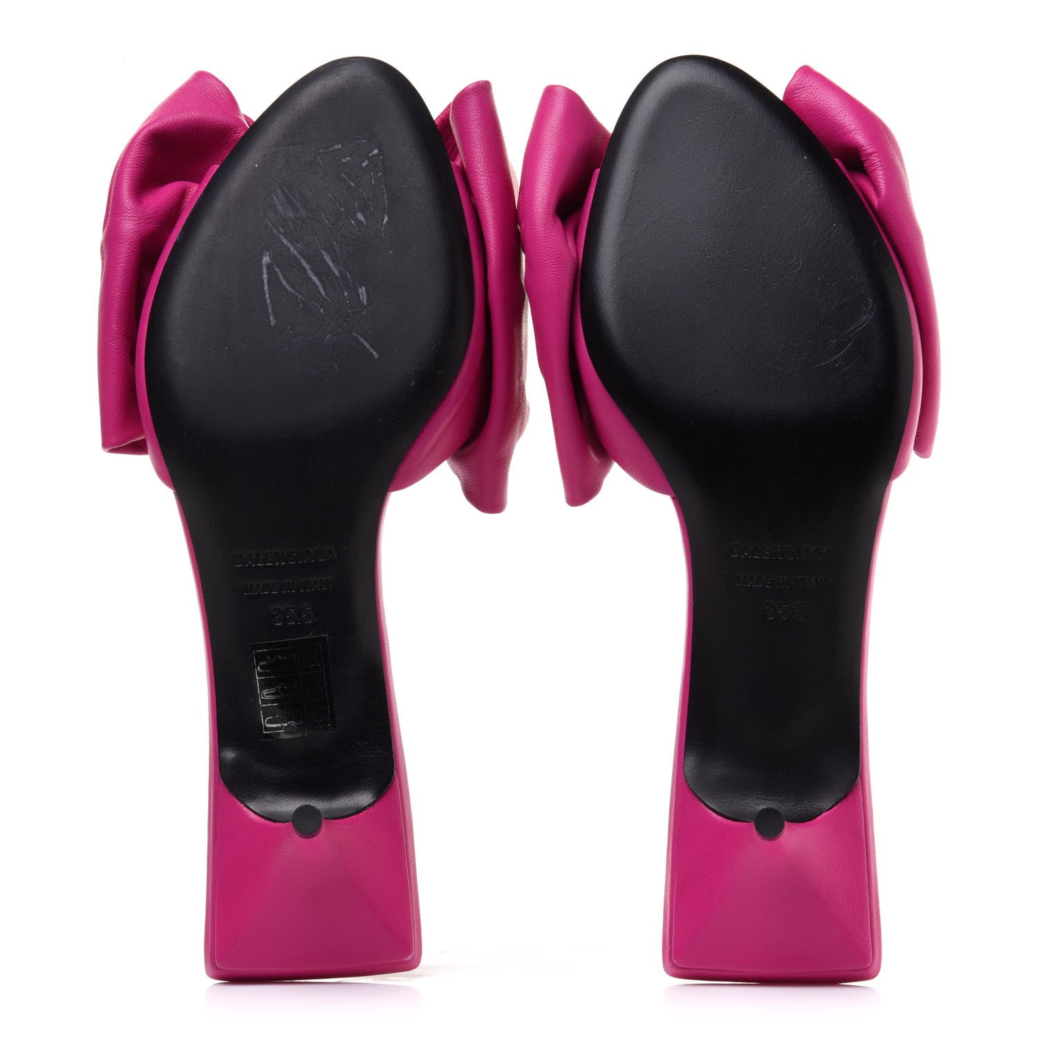 Balenciaga Soft Nappa Square Knife Bow Mule Sandals 35.5 Magenta Pink 5 of 9