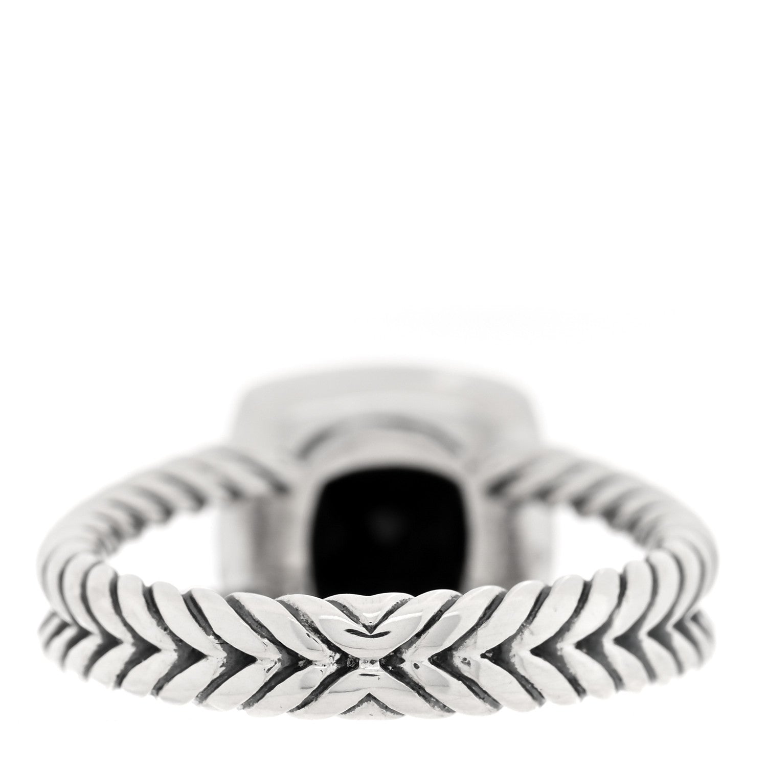 David Yurman Sterling Silver Diamond Black Onyx 7mm Petite Albion Ring 53 6.5 3 of 4