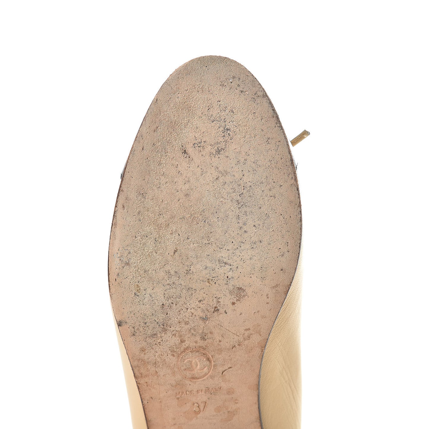 Lambskin Cap Toe CC Ballerina Flats 37 Beige Black